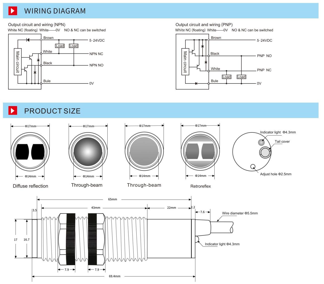 M18 photoelectric sensor 18mm Photoelectric Sensor